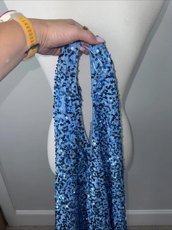 BP. Strapless Blue Sequin Mini Party Dress Women's Large - Image 5