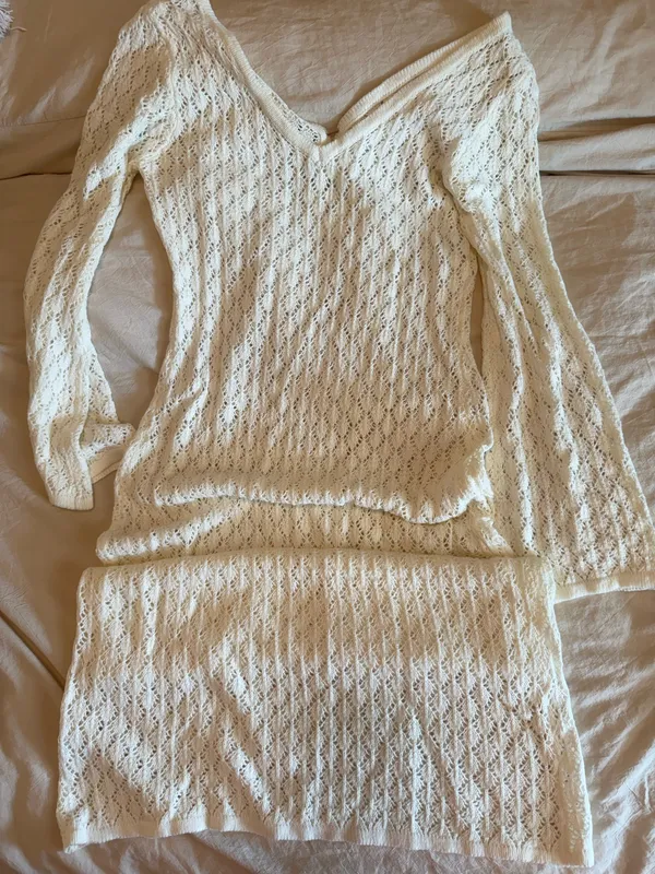 Beige crochet maxi dress cover up - Image 2