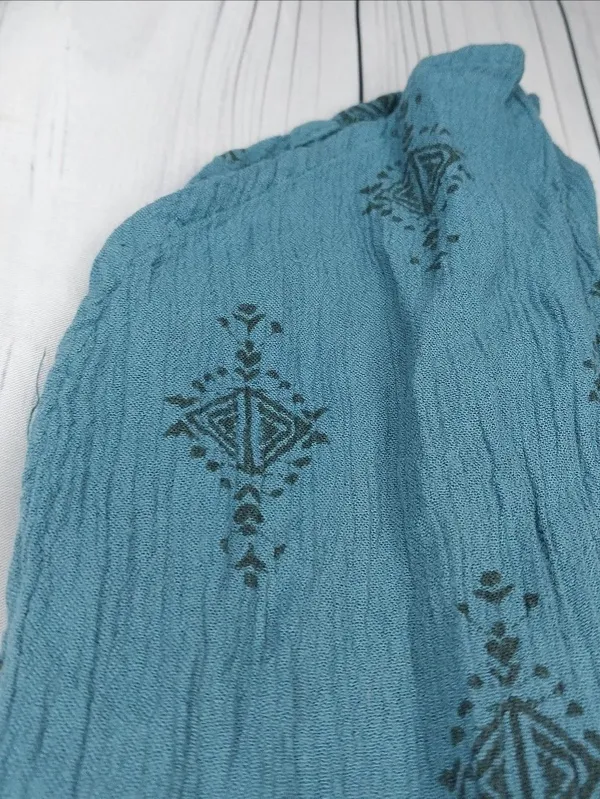 Free People Harem Teal Printed Elastic Waist Boho Hippie Festival Pants - Image 2