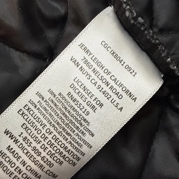 Dickies Quilted Jean Jacket Black Gray Acid Wash Small - Image 6