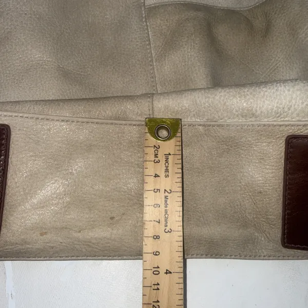 HOBO International Leather Western Beige & Brown Slouchy Tote Bag Purse Handbag - Image 3