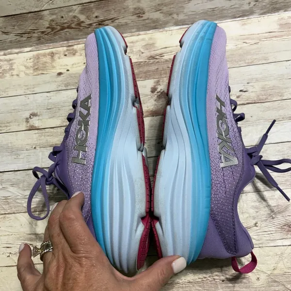 HOKA ONE ONE Bondi 8 Max Women's Size 9.5B Running Sneakers Shoes Purple Blue - Image 7