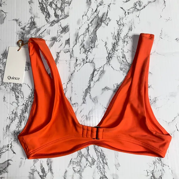 NWT Quince Sunset Orange Italian Plunge Bikini Swim Suit Top Women's Size Small - Image 6