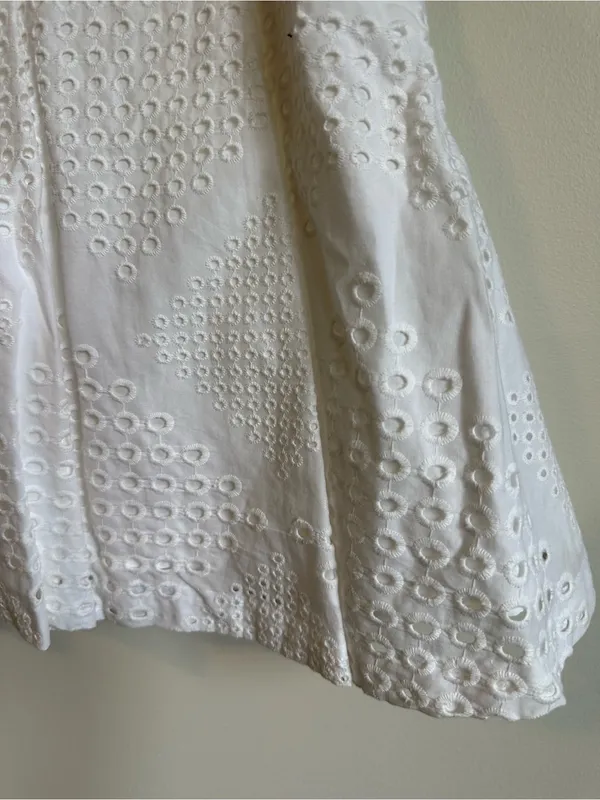 Trina Turk Cotton Eyelet Pleated Skirt Womens 4 White - Image 2