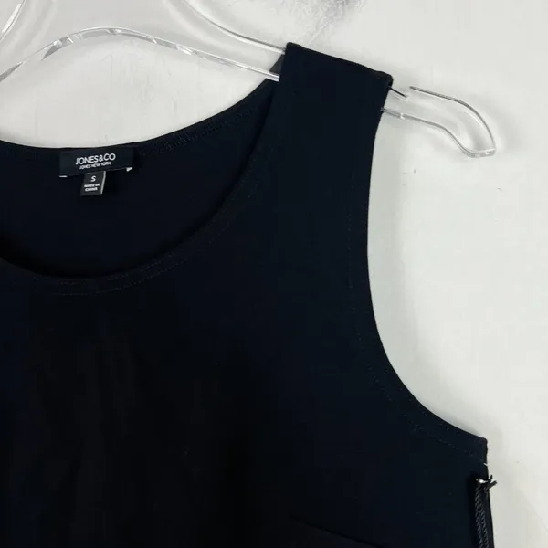 NWT Jones & Co New York Sleeveless Faux Crossover Hem Top Black Size Small S NEW - Image 3