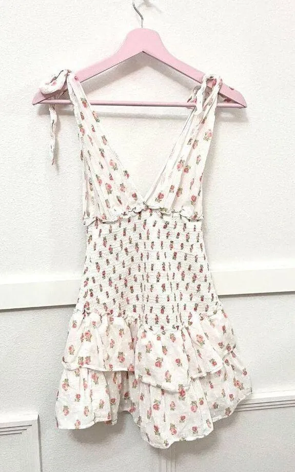 LoveShackFancy Rosie Floral Dress Cerise Pink Size S - Image 6
