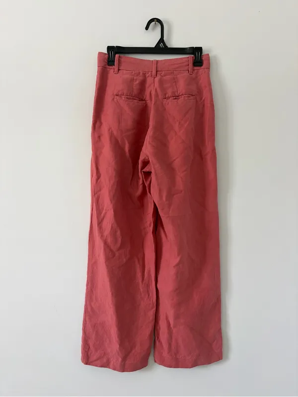 Aritzia Wilfred The Effortless Linen Cropped Wide Leg Pant Warm Sienna Red 2 - Image 3