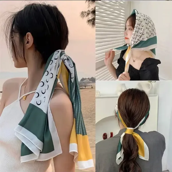 Silk Scarf, wraps Head Handkerchief Green - Image 3