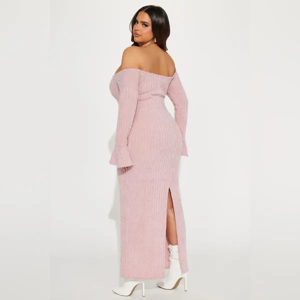 Mauve Pink Sweater Maxi Dress Size Medium - Image 6