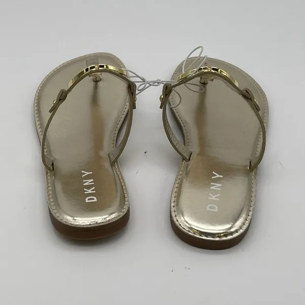 NWOT DKNY Flat Sandals Women's Size 6 Metallic Gold Flip Flop Thong New Slip‎ On - Image 5