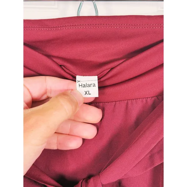 Halara Breezeful Tie Side 2-in-1 Midi Skirt Size XL Burgundy Flowy Comfortable - Image 4