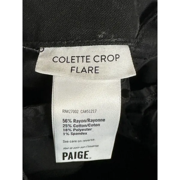 Paige Coated Flare Jeans Women Size 24 Black Cropped High Rise Denim - Image 9