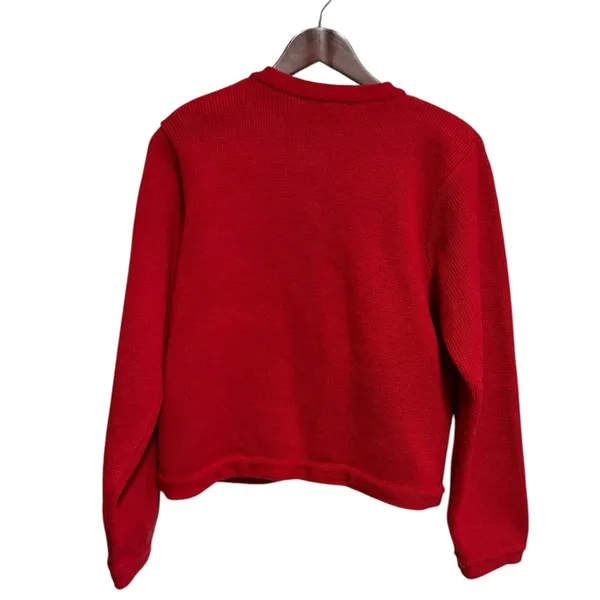 Bryn Connelly Sweater Cardigan Size Small Red Gold Button Vintage Preppy Classic - Image 5