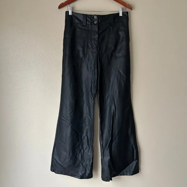 Maeve by Anthropologie Black Faux Leather High Waisted Pants US Size 8 - Image 6