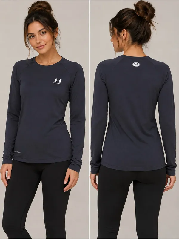 NWT Under Armour ColdGear Women's Long-Sleeve Training Tee — Charcoal Black - Image 2