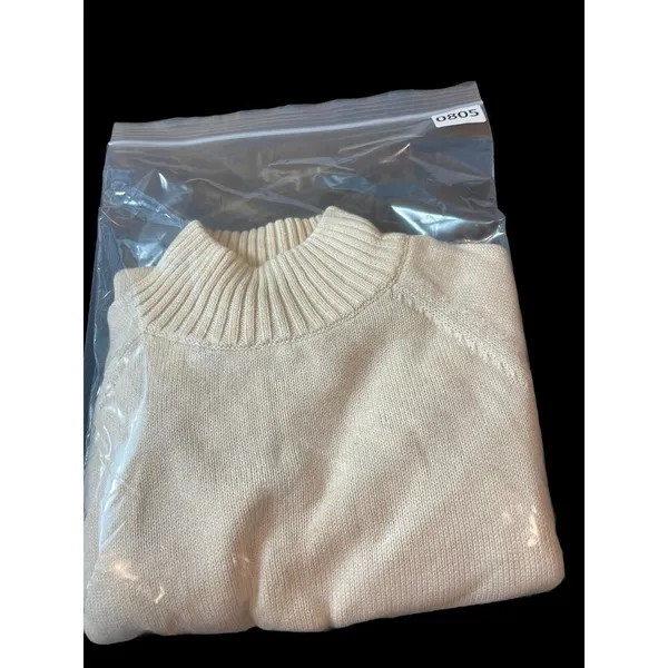 Jeanne Pierre Cream Light Beige Mock Neck Pullover Knit Sweater M NWT - Image 12