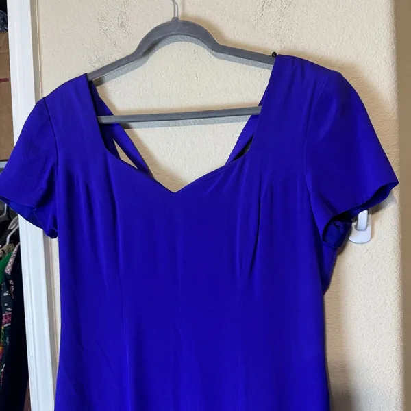 Liz Claiborne 100% Silk Midi Dress Purple‎ sz 14 side slit formal prom romantic - Image 11