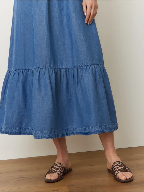 Marine Layer Selene Blue Maxi Dress Sleeveless XL - Image 12