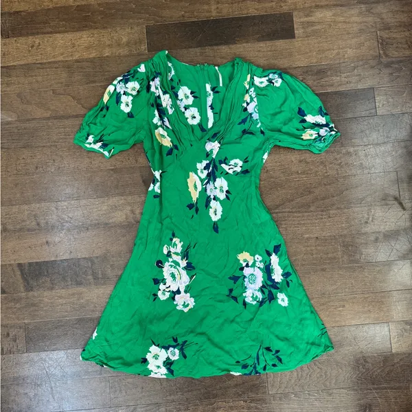 Free People Green Garden Party Mini Floral Summer Dress - Image 3