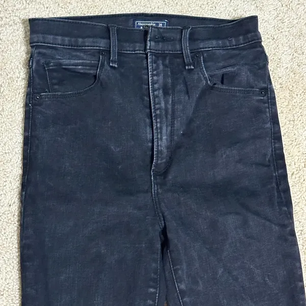 Abercrombie & Fitch Ultra High Rise Super Skinny Ripped Black Jeans - Image 4