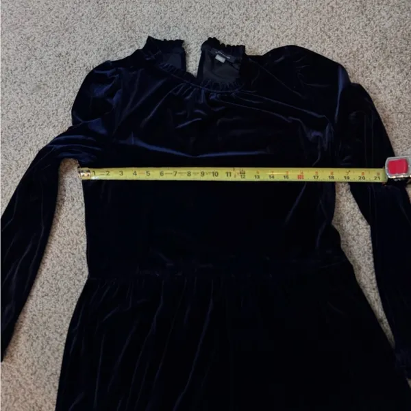 Tommy Hilfiger Navy Velvet Ruffle Mock Neck Long Sleeve Dress Office 12 Formal - Image 11