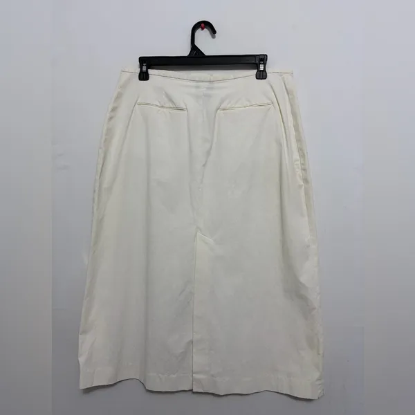 Banana Republic Size 12 Ivory Midi Skirt Cotton Blend A-Line Classic(A439)✨ - Image 7
