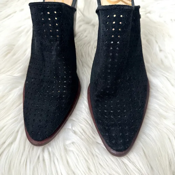 Sam Edelman Bates Perforated Suede Mules Sz 8 - Image 3