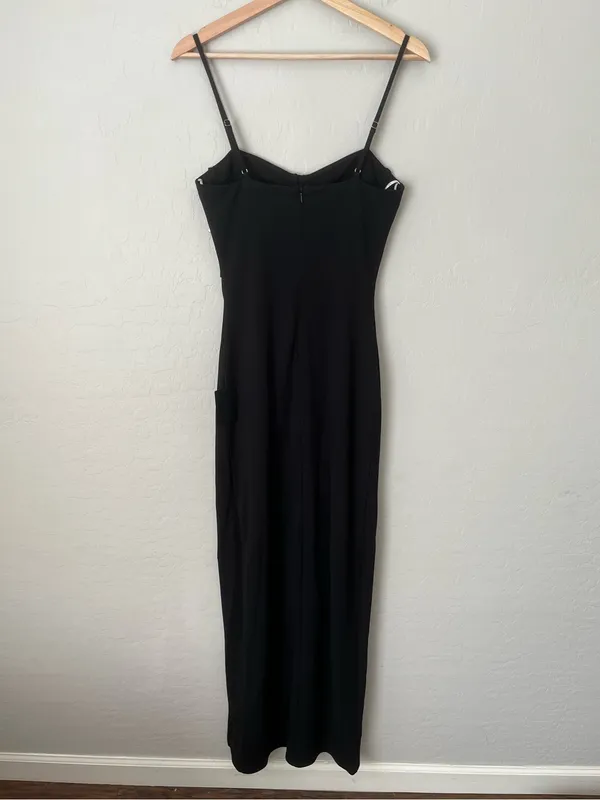 Lulus Divine Extravagance Black Rhinestone Fringe Bustier Maxi Dress Black NEW M - Image 4