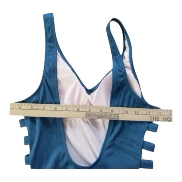 SHADE & SHORE Green Ribbed Strappy One Piece Size Small Swimsuit Medium Coverage - Image 6