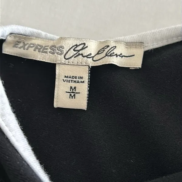 EXPRESS Black Tipped Low Cut Bodysuit, Medium - Image 5