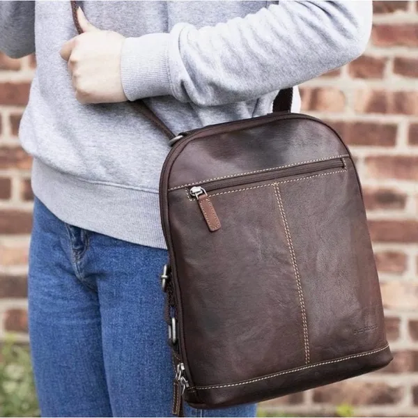 JACK GEORGES Voyager Small Convertible genuine leather Backpack/ Crossbody - Image 2