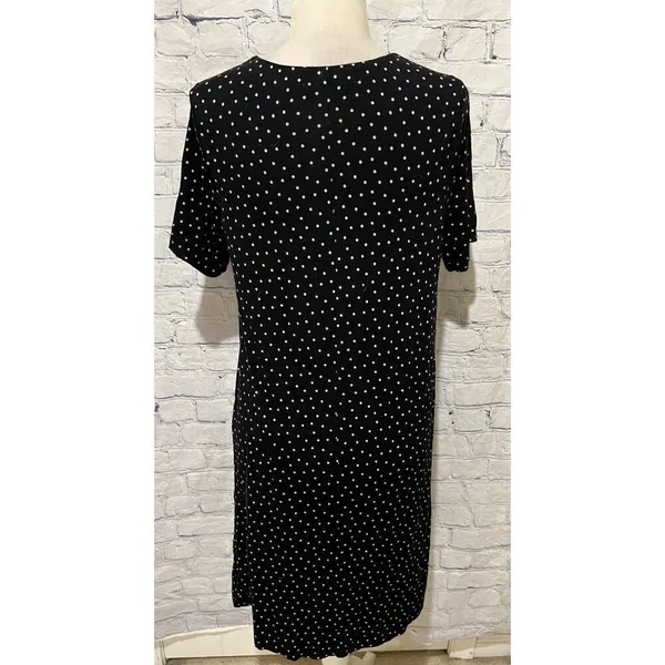 Ann Taylor Loft Navy Blue And White Polka Dot Dress Rayon Blend Size Medium - Image 4