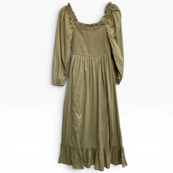 Cleobella‎ Lennox Ankle Dress Olive Green Smocked Cotton Maxi XS - Image 4