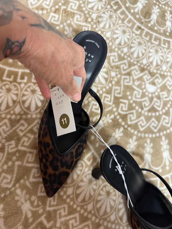 a new day Leopard Pointed Toe Slingback Heels - Brown/Black - Image 7