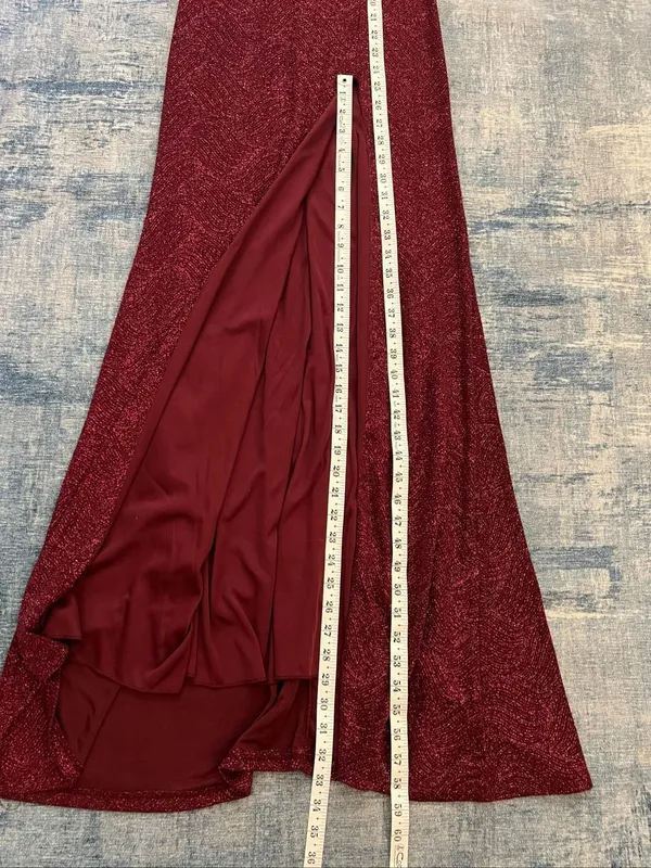 Windsor Burgundy Wine Keira Glitter Knit High Slit Formal Dress Size 1 / 2 - Image 8