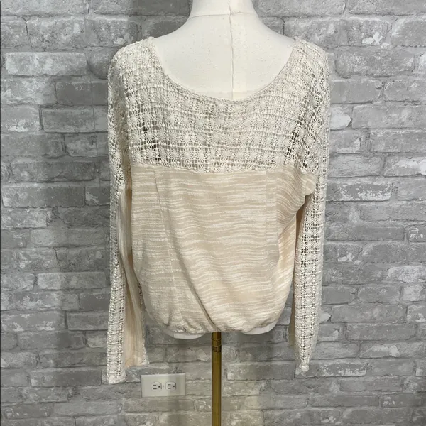 Anthropologie Meadow Rue Cream Lace Detail Blouse - Image 4