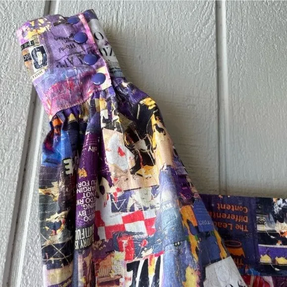 Printed Artworks Organic Cotton‎ Collage Flamee Purple Print Cropped Blouse XS - Image 9