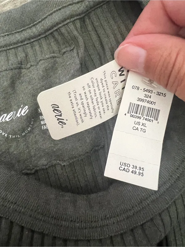 NWT aerie Ribbed Long-Sleeve Crewneck Top - Olive - Image 10