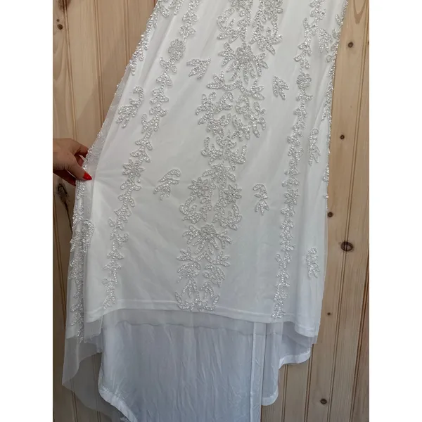 NWT Lulus Momentous Love White Beaded Bustier Mesh Mermaid Maxi Dress Bride XS - Image 6
