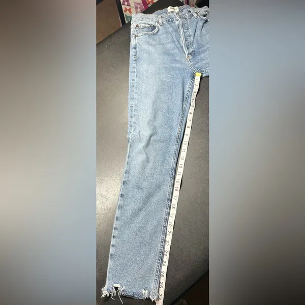 Agolde Size 26 A093D-3002 Nico High Rise Slim Button Fly Frayed Bottoms Jeans - Image 5