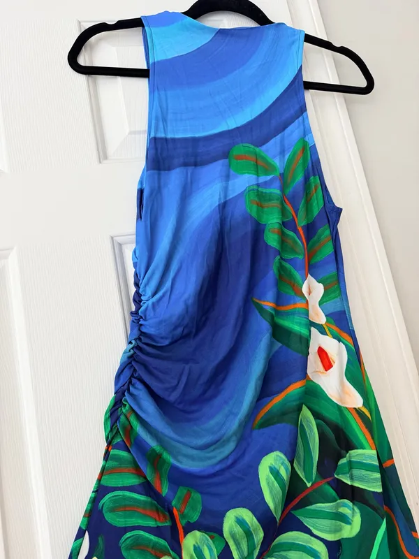 Farm Rio Tropical Garden Print Ruched Maxi Dress, Size M - Image 7
