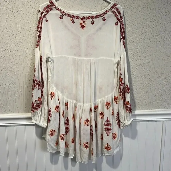 Free People Ariana White and Red embroidered tunic top size X Small - Image 13