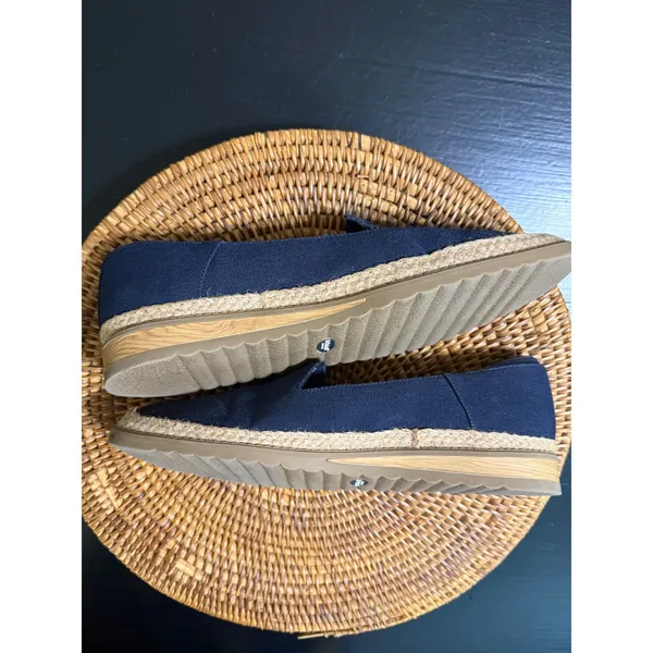 Dr. Scholls Sustainable Comfort‎ Navy Canvas Espadrille Loafers Wedge Slip On - Image 6
