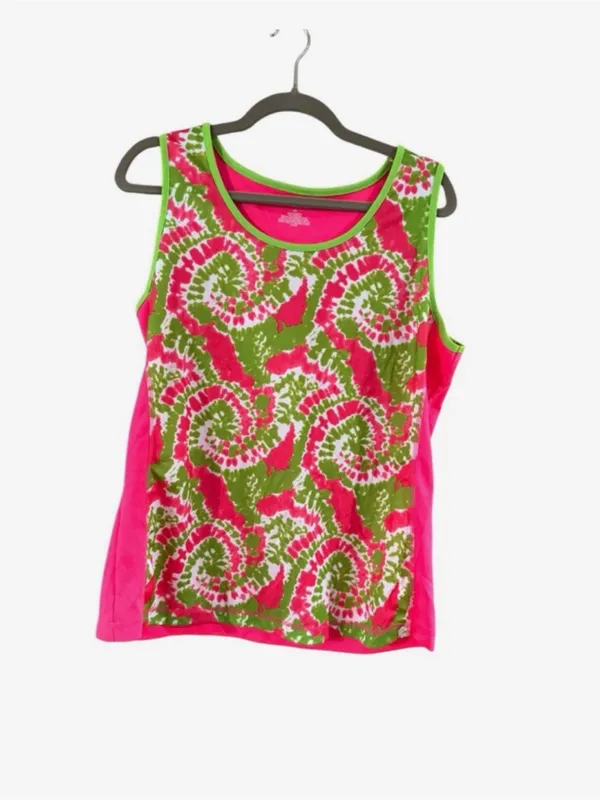 Women's Tie-Dye Scoop Neck Tank Top in Pink and Green - Image 7