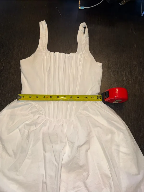 Papermoon Cotton Poplin Corset Mini Square Neck Pleated Pockets Cottagecore Dres - Image 5