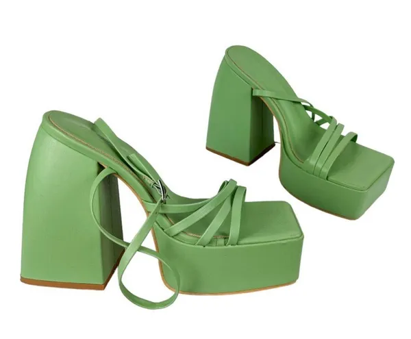 Princess Polly La Belle Platform Heels Green Sz 6 Strappy - Image 2