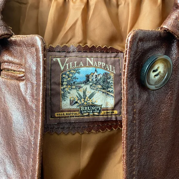 Villa Nappali Leather Distressed Rugged Blazer‎ Jacket 12 Brown Outerwear Coat - Image 4