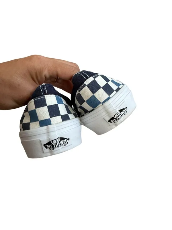 VANS Blue Checkerboard Slip On Sneakers Size Mens 6.5 Womens 8 - Image 8