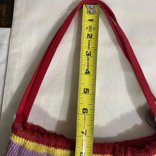 The Sak Original Knit Crochet Tote Bag Striped Multicolor Lined Shoulder Bag - Image 7