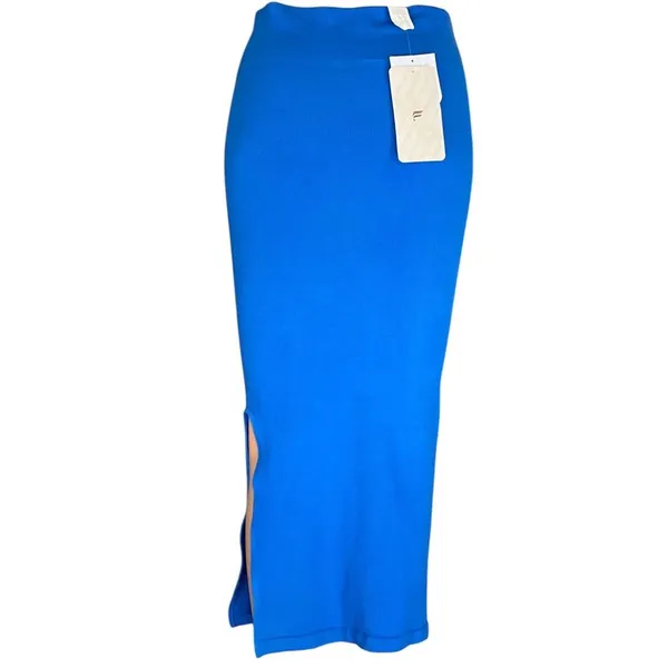 NWT ~ Sexy FABLETICS Bright Blue Long Body Hugging Activewear Slit Skirt MEDIUM - Image 4